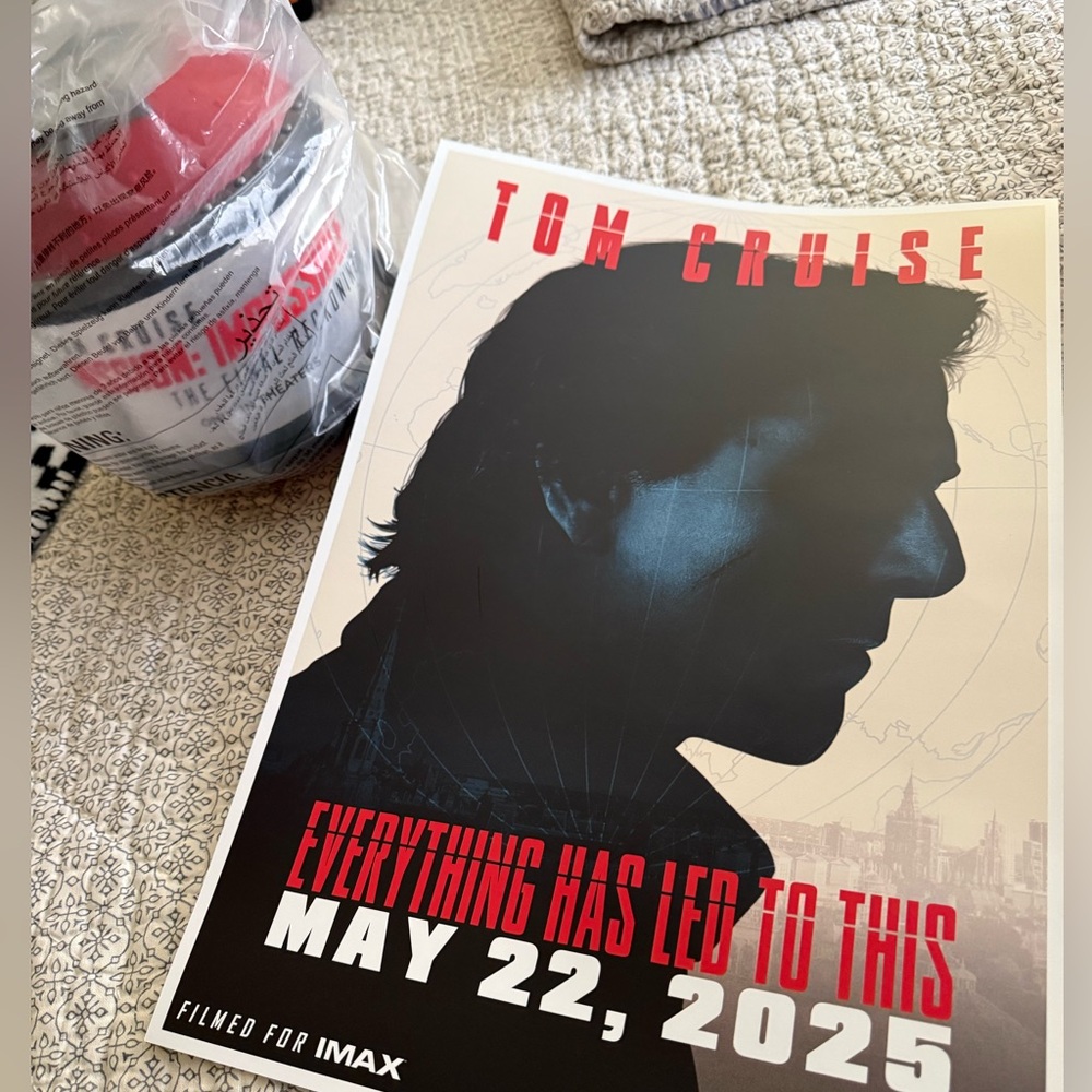 Mission impossible THE FINAL RECKONING popcorn bucket and imax poster